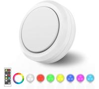MOUJUCHI Luci Led a Batteria, 1 Pcs Mini Luce adesiva a batteria Luce Led Sottopensile per Scale, Armadio, Sottopensile, Cucina, Corridoio, Camere per Bambini (RGB Bianco)