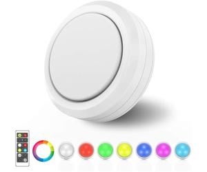 MOUJUCHI Luci Led a Batteria, 1 Pcs Mini Luce adesiva a batteria Luce Led Sottopensile per Scale, Armadio, Sottopensile, Cucina, Corridoio, Camere per Bambini (RGB Bianco)