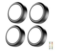 MOUJUCHI Luci Led a Batteria, 4 Pcs Mini Luce adesiva a batteria Luce Led Sottopensile per Scale, Armadio, Sottopensile, Cucina, Corridoio, Camere per Bambini (Nero)