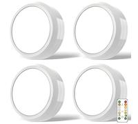 MOUJUCHI Luci Led a Batteria, 4 Pcs Mini Luce adesiva a batteria Luce Led Sottopensile per Scale, Armadio, Sottopensile, Cucina, Corridoio, Camere per Bambini (Bianco)