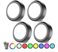 MOUJUCHI Luci Led a Batteria, 4 Pcs Mini Luce adesiva a batteria Luce Led Sottopensile per Scale, Armadio, Sottopensile, Cucina, Corridoio, Camere per Bambini (RGB Nero)