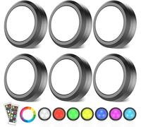 MOUJUCHI Luci Led a Batteria, 6 Pcs Mini Luce adesiva a batteria Luce Led Sottopensile per Scale, Armadio, Sottopensile, Cucina, Corridoio, Camere per Bambini (RGB Nero)