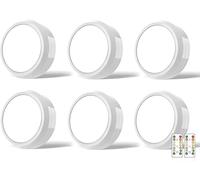 MOUJUCHI Luci Led a Batteria, 6 Pcs Mini Luce adesiva a batteria Luce Led Sottopensile per Scale, Armadio, Sottopensile, Cucina, Corridoio, Camere per Bambini (Bianco)