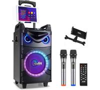 Moukey Casse Karaoke con 2 UHF Microfoni wireless Karaoke Professionale Completo
