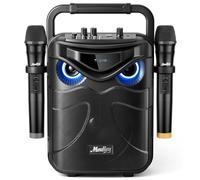 Moukey - Macchina portatile per karaoke con 2 microfoni wireless, altoparlante PA Bluetooth con bassi potenti e volume forte, per feste di adulti e bambini, supporto REC/AUX/MP3/USB/TF - MPS3
