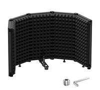 Moukey Scudo di Isolamento per Microfono Pieghevole, Scudo Insonorizzanti a 5 Pannelli Fonoassorbenti con Adattatore per Microfono da 3/8" a 5/8", per Studio di Registrazione, Podcast, Canto
