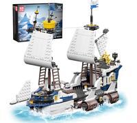 Mould King 10147 Mattoni da costruzione di nave pirata e nave pirata, set modellino per costruzione di nave a vela, giochi di costruzione con accessori per adulti e bambini (1281 pezzi)