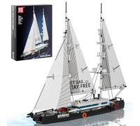 Mould King 10194 Blocchi di costruzione nave a vela con vela in tessuto, grande Ketch, nave giocattolo, modello barca a vela, compatibile con altre marche (893 pezzi)