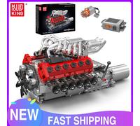Mould King 10210 Motore Tecnico per Auto Giocattoli Il Motore Motorizzato V12 Aspirato Naturalmente Building Block Montaggio Motore Mattoni Regalo di Natale per Bambini