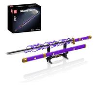 Mould King 10260 Kit modello spada samurai, set da costruzione Katana da 101,6 cm con kit di luci LED integrato e scatola batteria, set da collezione per spada giapponese da 1801 pezzi, con fodero e