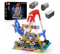 Mould King 11017 - Kit per la costruzione di un parco divertimenti con nave pirata, oltre 1922 pezzi, motorizzato e telecomandato, set di giocattoli per parco fieristico, regalo STEM per adolescenti e
