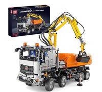 Mould King 19007 Tecnica Pneumatica Camion Blocchi Modello, 2970 Parti Telecomando Pneumatic Truck Kit di Costruzione di Blocchi di Morsetto Gru Giocattolo con Telecomando e App Doppio Controllo