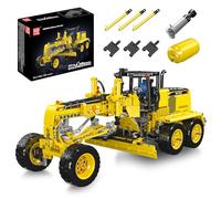 Mould King 19023 Heavy Engineering Motor Grader Model Kit for Adults, Manual Pneumatic Pump Construction Vehicle Set, Collectible Earthmoving Crawler Office Desktop Display (1109 Pieces)