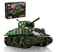 Mould King 20024 Technic militare Tank Building Blocks Modello RC Tank M4 Sherman Tank Remote Control Clamping Blocks Giocattolo regalo per adulti e ragazzi (961 pezzi)
