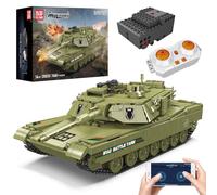 Mould King 20033 Modello di blocchi da costruzione del carro armato, M1A2 Military Battle Tank Toy Kit con telecomando e doppio controllo App (1168+)
