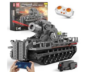 Mould King WW2 RC Shootable Tank, 20028 Army Military Vehicles Tank Model Building Blocks Set Remove APP Control, Collectible Model Building Block Kit Serbatoi Set per adulti/adolescenti/bambini
