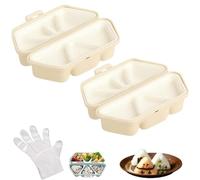 Moule à Onigiri 6 en 1, moule à Sushi triangulaire, moules triangulaires pour boules de riz et algues pour le pique-nique et le stockage quotidien des sushis et la préparation (2PcsA)