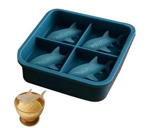 Moules À Glaçons - Forme Requin 4 Cavités Plateau Glace Silicone Alimentaire Moule Réutilisable Démoulage Facile Bac À Glaçons Design Animaux Bar Fête Et Cuisine Maison