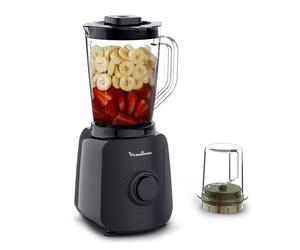 Moulinex Blendforce Essential, Frullatore Multifunzione con Ventilazione del Motore, 2 Velocità e Modalità Pulse, Tritaghiaccio, Lame in Acciaio Inox, Capacità 1.85 L, 450 W, Black Knight, LM4118