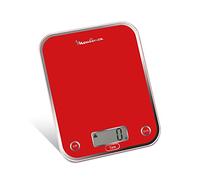 Moulinex BN5001 Optiss, Bilancia da cucina, vetro temperato resistente, funzione liquid, Rosso