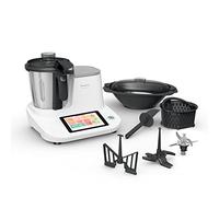 Moulinex HF506110 Click & Cook Robot da Cucina con Bilancia Integrata, Acciaio Inossidabile, 10 velocità, Bianco