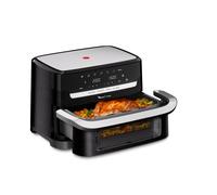 Moulinex Dual Easy Fry Flex Friggitrice ad Aria con Divisore, 2 Scomparti, FlexCook Technology, 2 resistenze superiori, Capacità fino a 9L/2,5kg, 8 Persone, 2700W, 7 Programmi, App My Moulinex, EZ9228