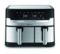 Moulinex Dual Easy Fry EZ905D20 friggitrice Doppia 8,3 L Indipendente 2450 W Friggitrice ad aria calda Nero, Acciaio inox