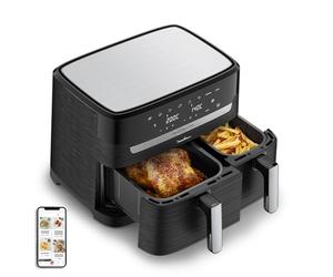 Moulinex Easy Fry Dual - Friggitrice senza olio, 8,3L, 2 cassetti, 7 programmi, Air Fryer, Digital, libretto con 20 ricette YY5545FB