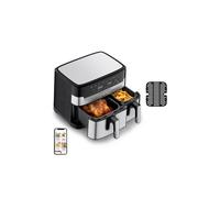 Moulinex Dual Easy Fry EZ905D20 friggitrice Doppia 8,3 L Indipendente 2450 W Friggitrice ad aria calda Nero, Acciaio inox