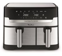 Moulinex Dual Easy Fry EZ905D20 friggitrice Doppia 8,3 L Indipendente 2450 W Friggitrice ad aria calda Nero, Acciaio inox