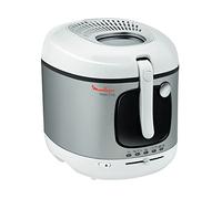 Moulinex Friggitrice elettrica, serbatoio da 3 litri, rivestimento antiaderente, termostato, timer, indicatore luminoso, setaccio filtrante brevettato, filtro a carbone, Mega AM480070, bianco/argento