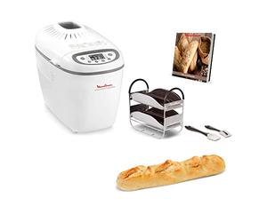 Moulinex OW6101 Home Bread Baguette Macchina del Pane, 1650 W, 1.5 kg, 16 Programmi Automatici, 3 Velocità, Schermo LCD, Macchina per Pane, Pizza, Pasta, Dolci, Marmellate, Ricettario Incluso
