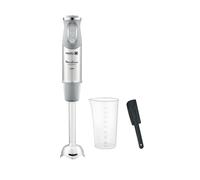 Moulinex Quickchef, Frullatore a mano + spatola, piedino metallico, 1000 W, 10 velocità, bicchiere dosatore 800 ml, lame Powelix, grigio DD65ADES