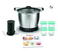 Moulinex XF387E, Mini Ciotola per Cuocere, 1,4 L, Nero, 4 Barattoli di Vetro - N