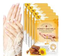 Moulis, Maschera per le Mani Guanti, 5 Paia Maschera Idratanti Esfoliante al Miele con Estratti Vegetali Naturali, Collagene, Riparazione della Pelle Ruvida, Sbiancanti e Antietà (Miele di latte)