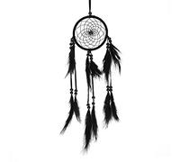 MOUMOUTEN Acchiappasogni, 1 Pz Grande Acchiappasogni Fatto a Mano con Piccole Piume di Villi Camera Appeso a Parete Decorazioni Per La Casa Ciondolo Appeso Decorazione Regalo Artigianale(Nero)