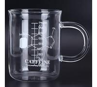 MOUMOUTEN Bicchiere da 450 Ml, Tazza in Vetro Borosilicato Trasparente, Bicchiere Per Caffeina Scienza a Bocca Larga con Manico E Scala di Misurazione, Tazza Chimica Per Tè E Caffè