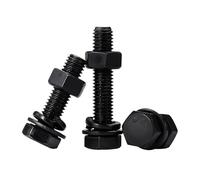 MOUMOUTEN Bulloni a testa esagonale M16*30mm, bullone completamente filettato grado 12.9, viti in lega di acciaio nero, set di bulloni a testa esagonale maschio con accessori, quantità 4 pezzi