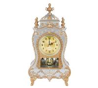 MOUMOUTEN Orologio da scrivania Vintage, Orologio da Tavolo in Stile Europeo Vintage, Orologio da Parete Antico con Pendolo e campanelli per la Decorazione Domestica(Bianco)