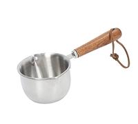 MOUMOUTEN Scaldaburro, 3 Strati Scaldaburro in Acciaio Inossidabile Mini Burro Caffè Latte Melting Pot Piccola Casseruola con Manico in Legno(200ML)