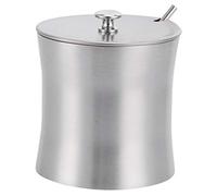 MOUMOUTEN Stainless Steel Seasoning Pot with Cover and Spoon, 375ml Sanding Finish Container for Salt Sugar, Kitchen Restaurant Condiment Can
