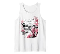 Mount Fuji Cherry Blossoms Geisha Japanese Garden Japan Art Canotta