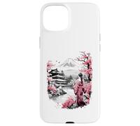 Mount Fuji Cherry Blossoms Geisha Japanese Garden Japan Art Custodia per iPhone 15 Plus