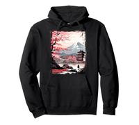 Mount Fuji Cherry Blossoms Geisha Japanese Garden Japan Art Felpa con Cappuccio