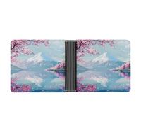 Mount Fuji Cherry Flowers Portafoglio bifold in pelle sottile porta carte di credito carino, Stile:, Taglia unica
