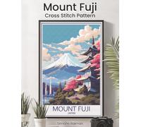 Mount Fuji Cross Stitch Pattern: A Full Coverage Japan Vintage Travel Poster for Immersive Stitching with Colour and Mono Charts, 14-Brand Thread Conversion and Beginner Instructions