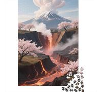 Mount Fuji Puzzle 1000 Pezzi, Cherry Blossom Cartografia Creativa, Progetto Condiviso, Decorazione Narrativa 1000pcs (75x50cm)