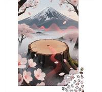 Mount Fuji Puzzle 1000 Pezzi, Cherry Blossom Geografia Mentale, Esperienza Tattile, Opera Conversazionale 1000pcs (75x50cm)
