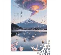 Mount Fuji Puzzle 1000 Pezzi Premium, Cherry Blossom Mappa Concettuale Tattile, Esperienza Unificante, Regalo Iconico 1000pcs (75x50cm)