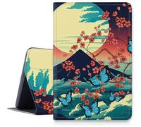 Mount Fuji Sakura Butterfly Custodia per iPad Pro 11 pollici (modello 2024, 5a generazione), custodia antiurto pieghevole regolabile in pelle PU con funzione sleep/wake automatica per iPad Pro da 11